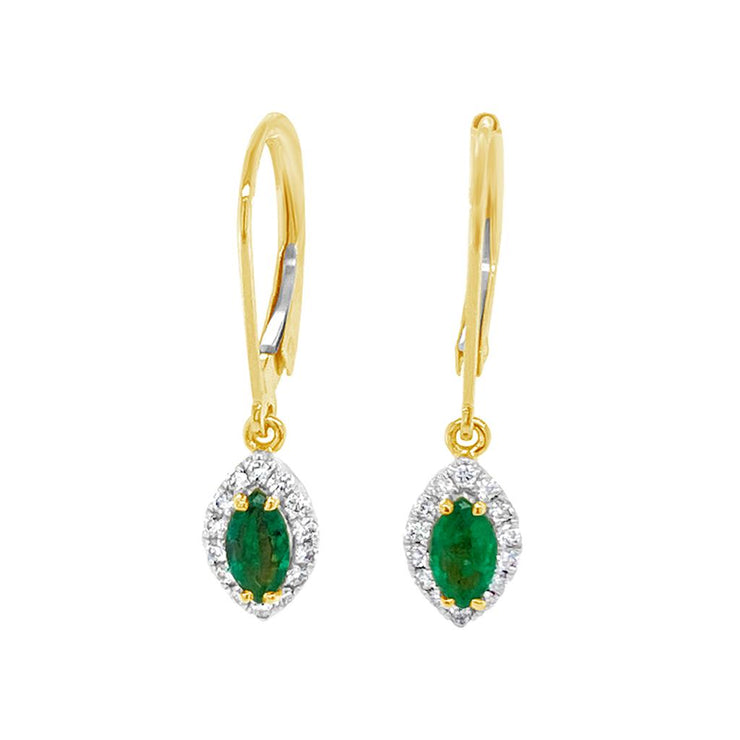 Irisa by Martin Binder Marquise Emerald & Diamond Dangle Earrings