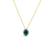 Irisa by Martin Binder Oval Emerald & Diamond Halo Necklace