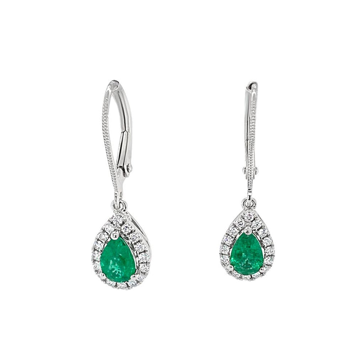 Irisa by Martin Binder Pear Emerald & Diamond Dangle Earrings