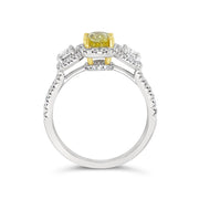 Clara by Martin Binder Yellow Diamond Three Stone Halo Ring (1.99 ct. tw.)