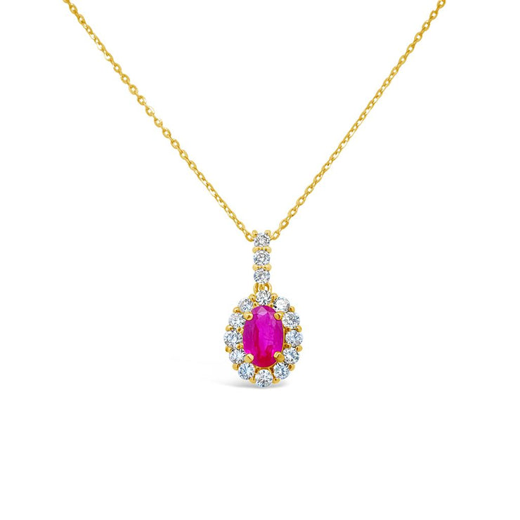 Irisa by Martin Binder Oval Ruby & Diamond Halo Necklace
