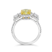 Clara by Martin Binder Yellow Diamond Three Stone Halo Ring (3.26 ct. tw.)