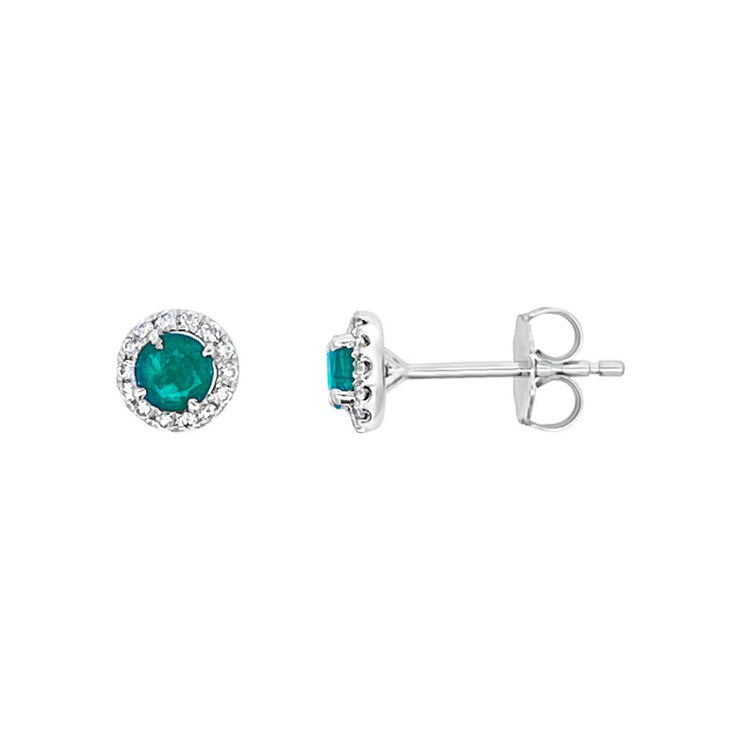 Irisa by Martin Binder Emerald & Diamond Halo Stud Earrings