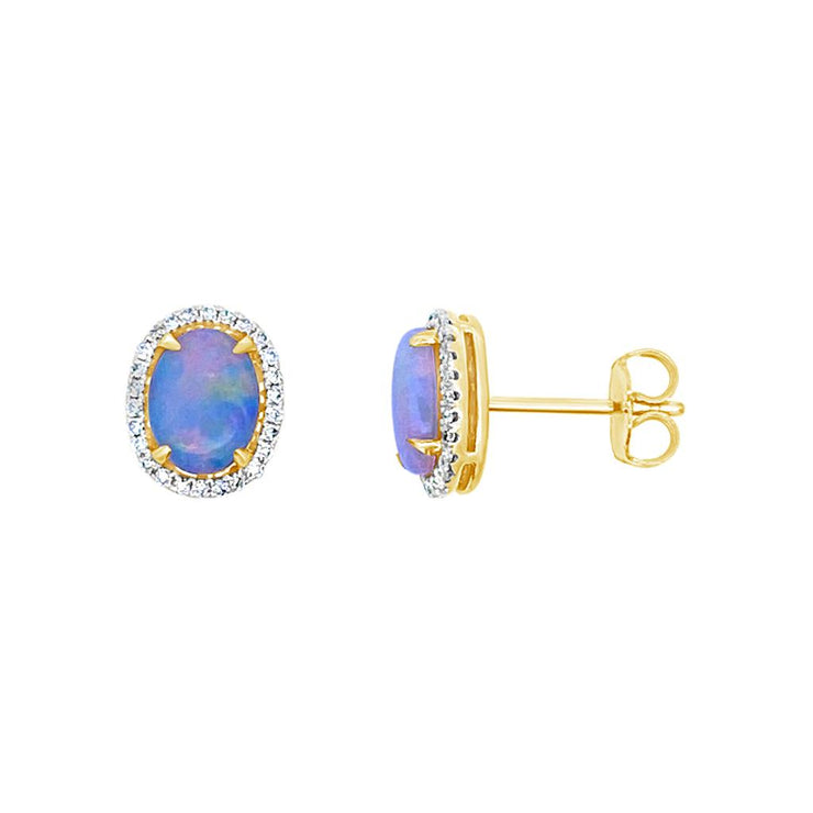 Irisa by Martin Binder Oval Opal & Diamond Halo Stud Earrings