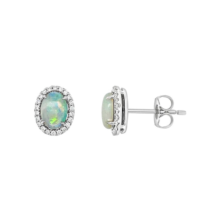 Irisa by Martin Binder Oval Opal & Diamond Halo Stud Earrings