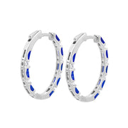 Irisa by Martin Binder Blue Sapphire & Diamond Oval Hoop Earrings