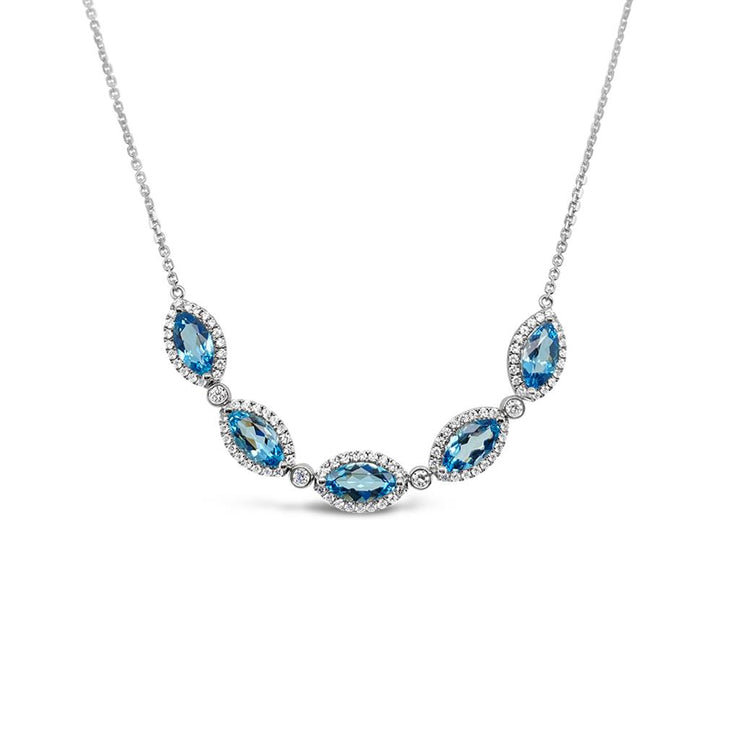 Irisa by Martin Binder Marquise Aquamarine & Diamond Station Necklace