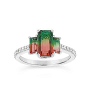 Irisa by Martin Binder Three Stone Bi-Color Tourmaline & Diamond Ring