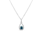 Irisa by Martin Binder Blue Zricon & Diamond Teardrop Pendant Necklace