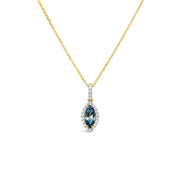 Irisa by Martin Binder Marquise Aquamarine & Diamond Halo Necklace