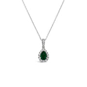 Irisa by Martin Binder Halo Pear Emerald & Diamond Necklace