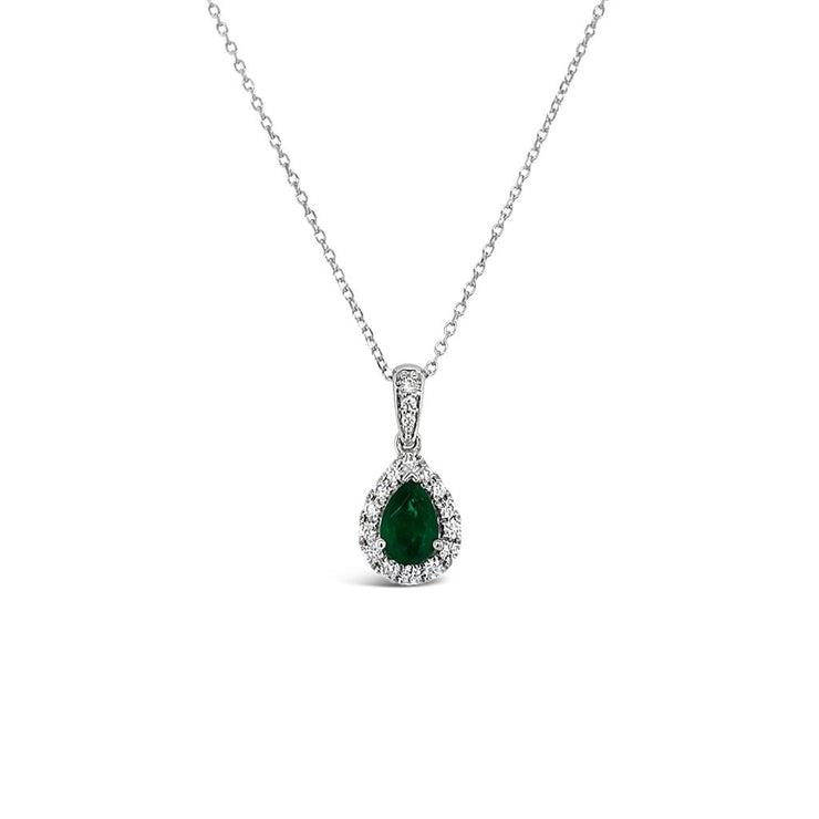 Irisa by Martin Binder Halo Pear Emerald & Diamond Necklace