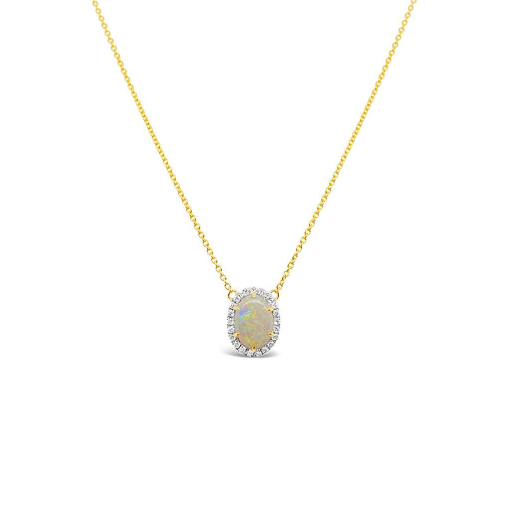 Irisa by Martin Binder Opal & Diamond Halo Pendant Necklace