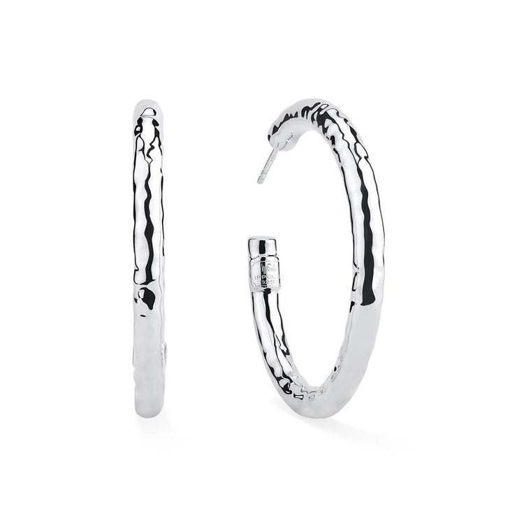 IPPOLITA Classico Silver Medium Hammered Hoop Earrings
