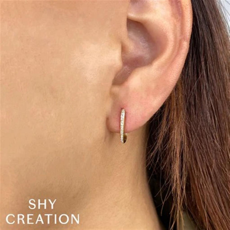 Shy Creation Diamond Oval Hoop Earrings (0.08 ct)
