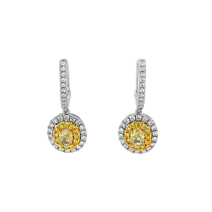 Clara by Martin Binder Yellow Diamond Halo Dangle Earrings (1.40 ct. tw.)