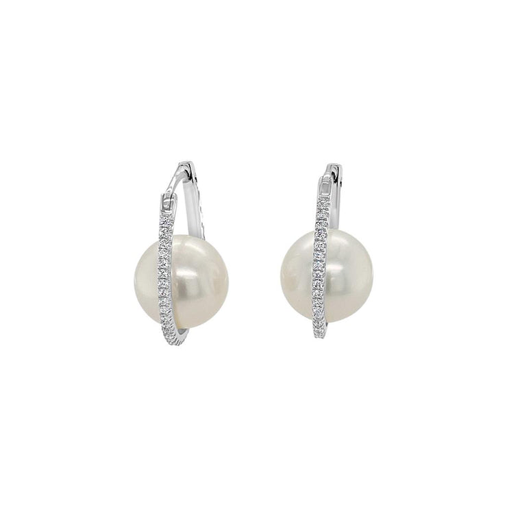Tara South Sea Pearl & Diamond Orbit Earrings