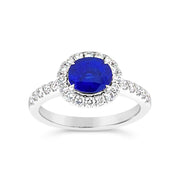 Irisa by Martin Binder Oval Blue Sapphire & Diamond Halo Ring