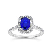 Irisa by Martin Binder Blue Sapphire & Diamond Halo Ring