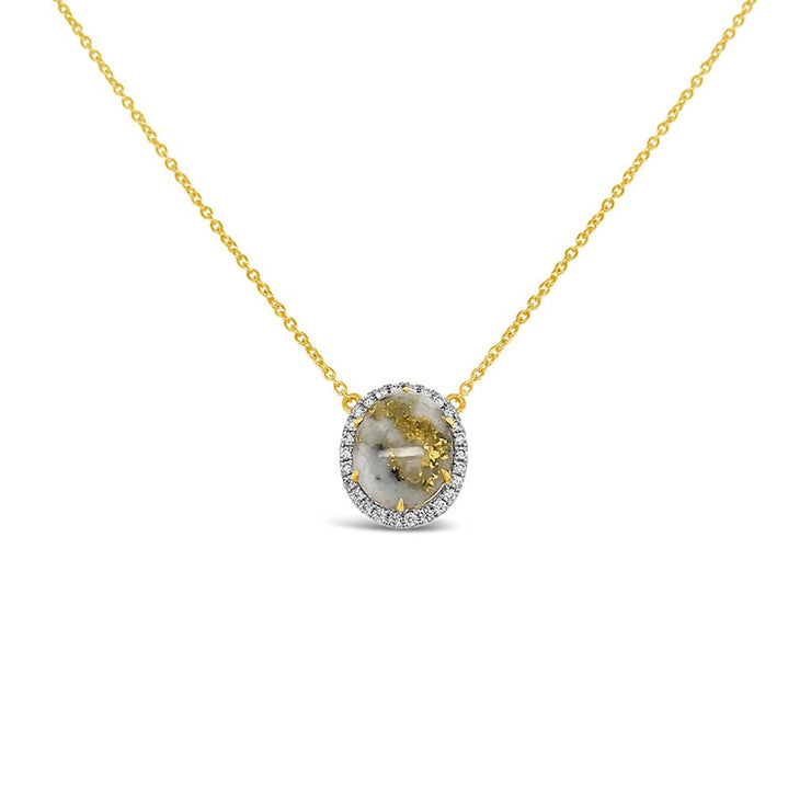 Irisa by Martin Binder Quartz & Gold Diamond Halo Necklace