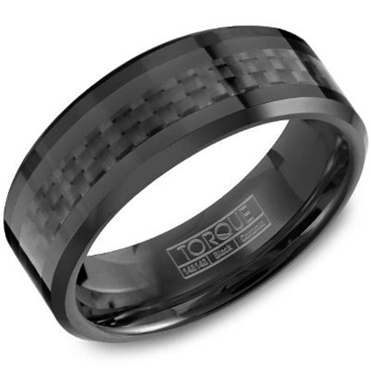 Crown Ring Torque Black Ceramic 8mm Wedding Band