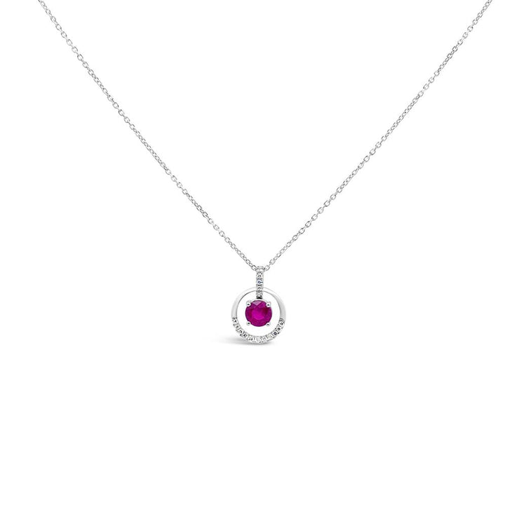 Irisa by Martin Binder Round Ruby & Diamond Half Halo Necklace