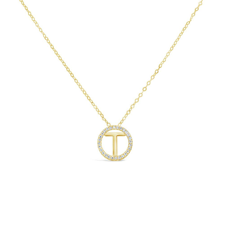 Clara by Martin Binder Diamond Initial T Disc Necklace (0.09 ct. tw.)
