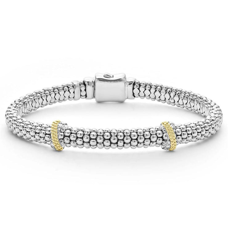 LAGOS Caviar Lux Double X Diamond 6mm Bracelet