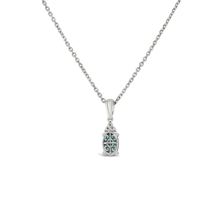 Color by Martin Binder Oval Blue Zircon & Diamond Necklace