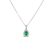 Irisa by Martin Binder Teardrop Halo Emerald & Diamond Necklace