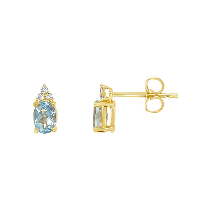 Irisa by Martin Binder Oval Aquamarine & Diamond Stud Earrings