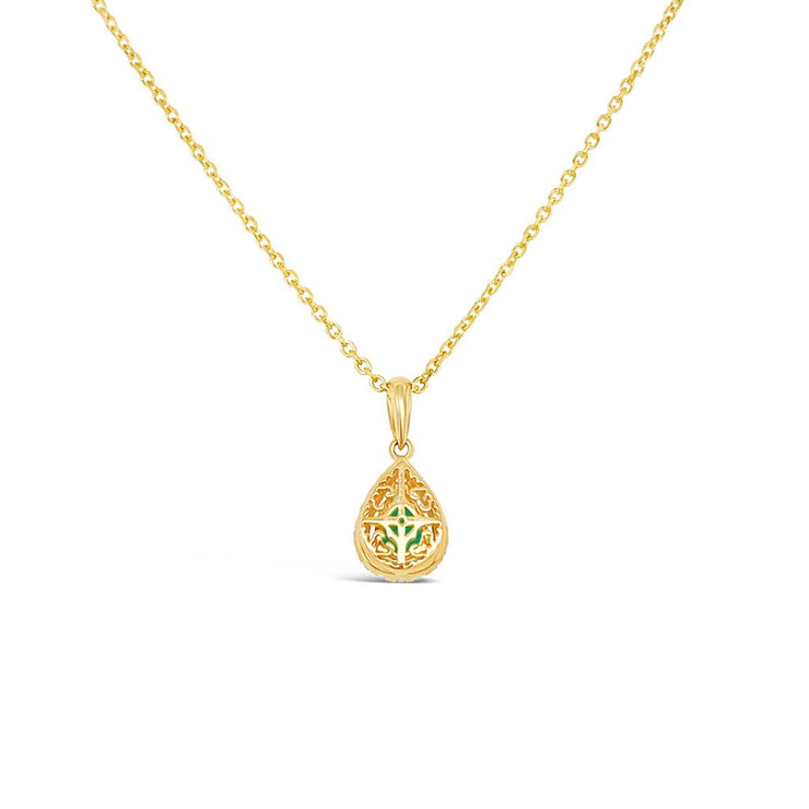Irisa by Martin Binder Pear Emerald & Diamond Halo Necklace