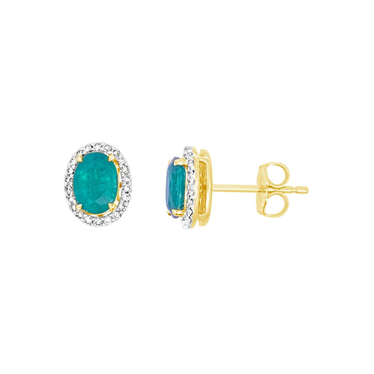 Irisa by Martin Binder Oval Emerald & Diamond Halo Earrings