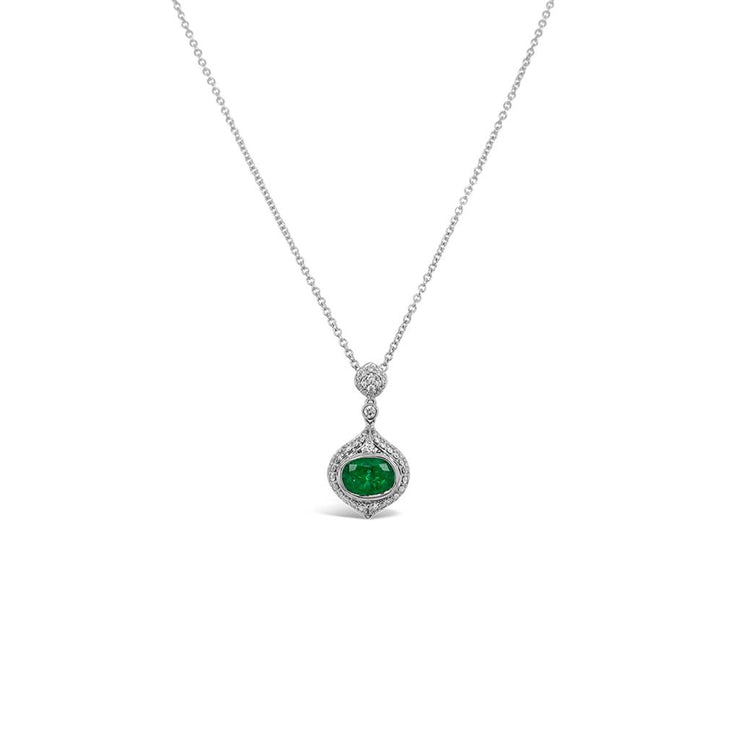Irisa by Martin Binder Oval Emerald & Pave Diamond Necklace