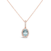 Irisa by Martin Binder Oval Aquamarine & Diamond Halo Necklace