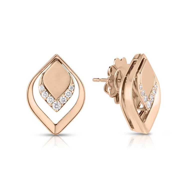 Roberto Coin Diamond Single Petal Stud Earrings