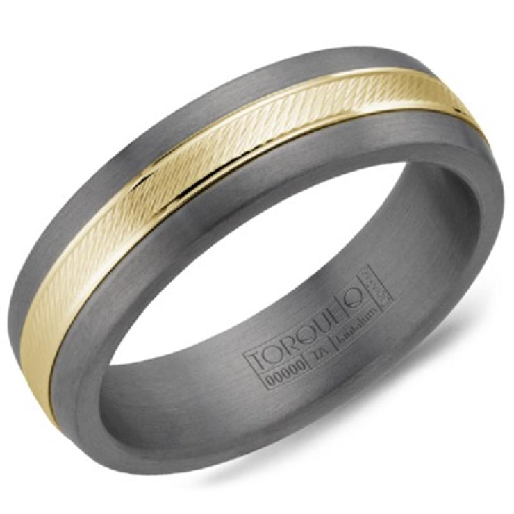 Crown Ring Torque Grey Tantalum & Yellow Gold 6mm Wedding Band