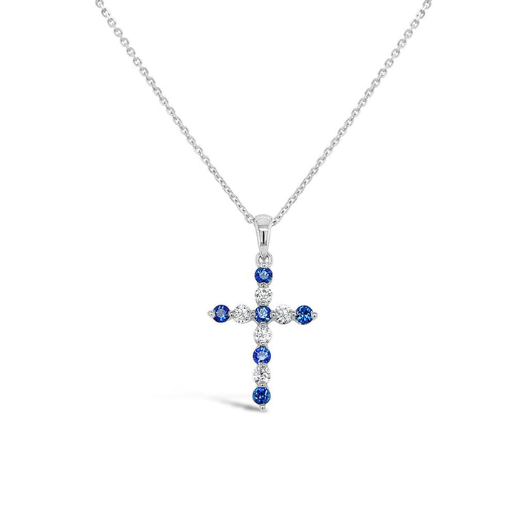 Irisa by Martin Binder Blue Sapphire & Diamond Cross Necklace
