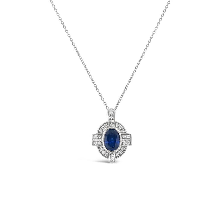 Irisa by Martin Binder Ornate Blue Sapphire & Diamond Pendant