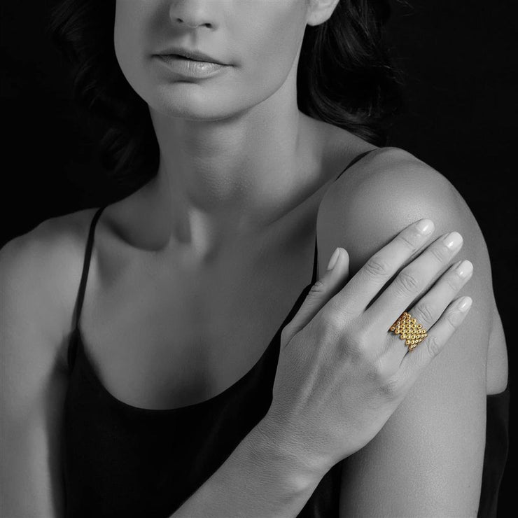 LAGOS Caviar Gold Wide Beaded Ring