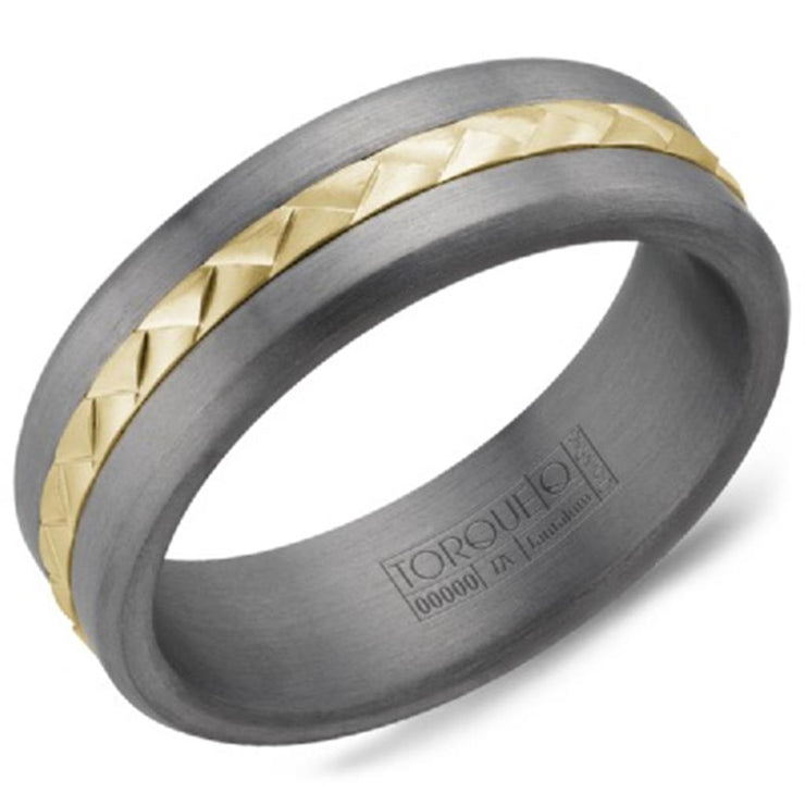 Crown Ring Torque Grey Tantalum & Yellow Gold 7mm Wedding Band