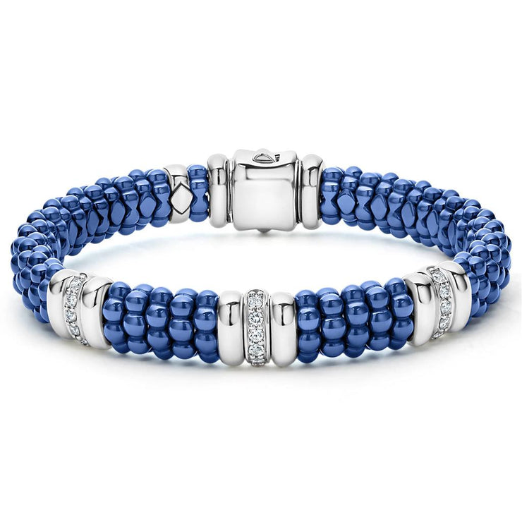 LAGOS Blue Caviar Three Station Ceramic Diamond Bracelet