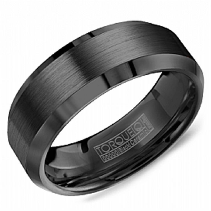 Crown Ring Black Ceramic 8mm Wedding Band