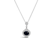 Irisa by Martin Binder Oval Blue Sapphire & Pave Diamond Necklace