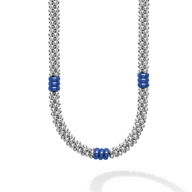 LAGOS Blue Caviar Three Bead Station Caviar Necklace