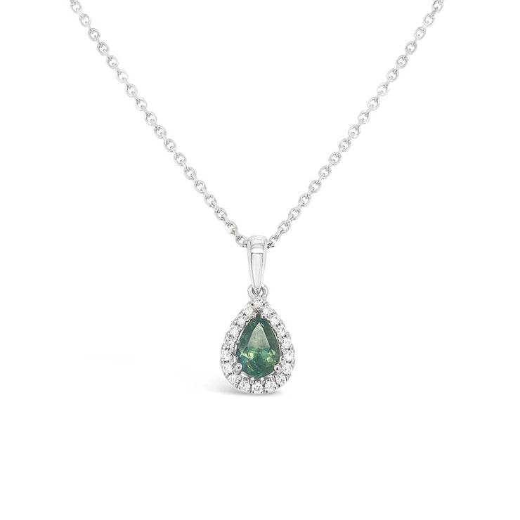 Irisa by Martin Binder Pear Alexandrite & Diamond Halo Necklace