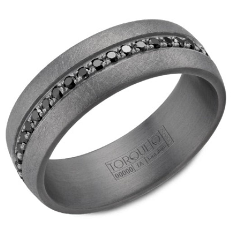 Crown Ring Torque Grey Tantalum 7mm Black Diamond Wedding Band