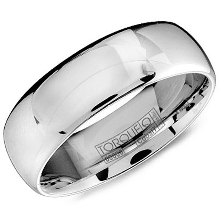 Crown Ring Torque White Cobalt 7mm Wedding Band
