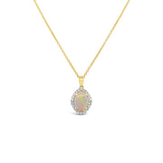 Irisa by Martin Binder Opal & Diamond Oval Halo Pendant Necklace