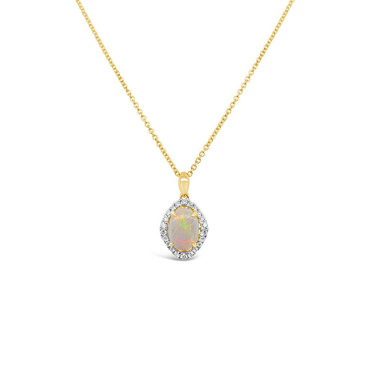 Irisa by Martin Binder Opal & Diamond Oval Halo Pendant Necklace
